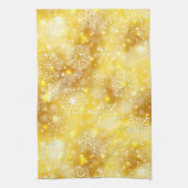 Schneeflocken auf goldenen Flächen Geschirrtuch (Vertikal)