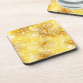 Schneeflocken auf goldenen Flächen Getränkeuntersetzer (Linke Seite)