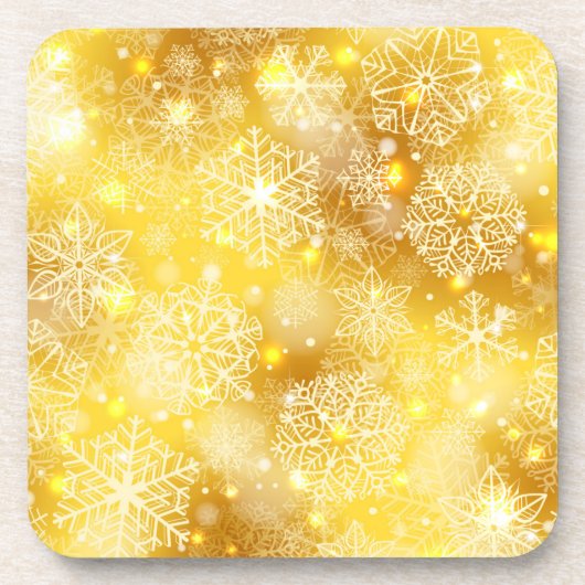 Schneeflocken auf goldenen Flächen Getränkeuntersetzer (Vorderseite)