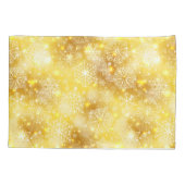 Schneeflocken auf goldenen Flächen Kissenbezug (Rückseite)