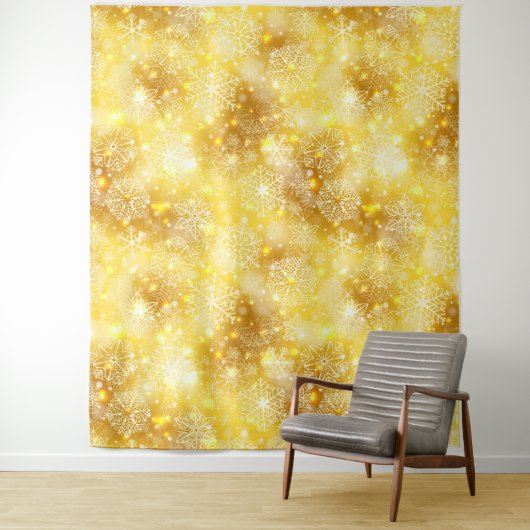 Schneeflocken auf goldenen Flächen Wandteppich (Beispiel)