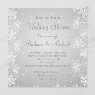 Schneeflocken auf grauem Hintergrund Polterabend Einladung