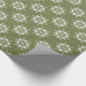Schneeflocken auf Grün Geschenkpapier (Ecke)