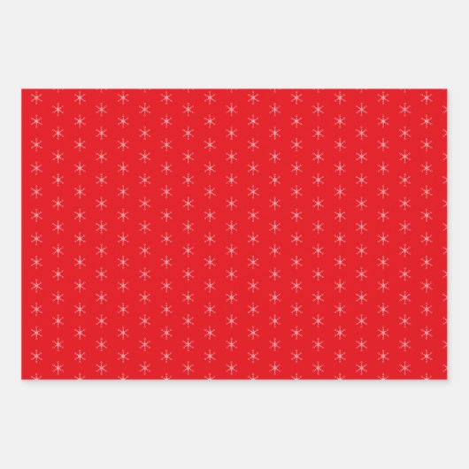 Schneeflocken auf Grün, Golden und Rot Geschenkpapier Set (Vorderseite)
