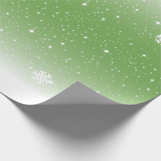 Schneeflocken auf grün und weiß geschenkpapier (Ecke)