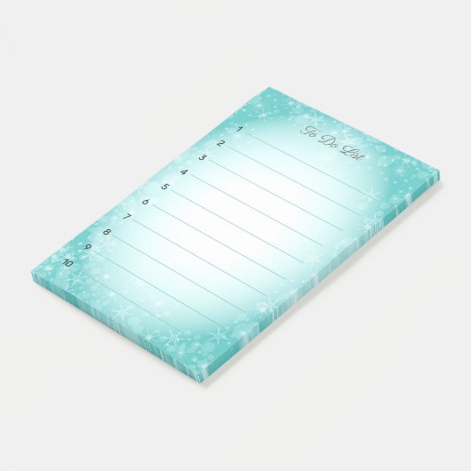 Schneeflocken auf hellblauer Ebene Post-it Klebezettel (angewinkelt)