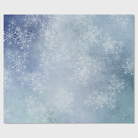 Schneeflocken auf Icy Blue Geschenkpapier (Flach)