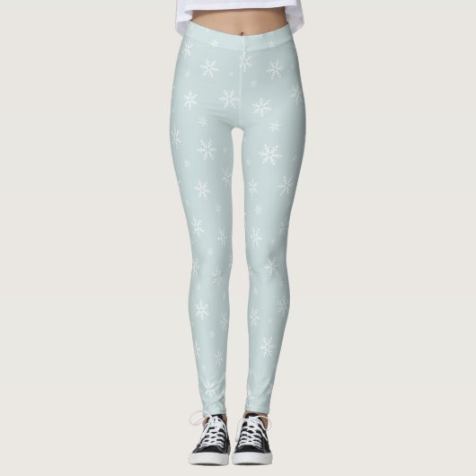 Schneeflocken auf Icy Light Blue Leggings (Vorderseite)