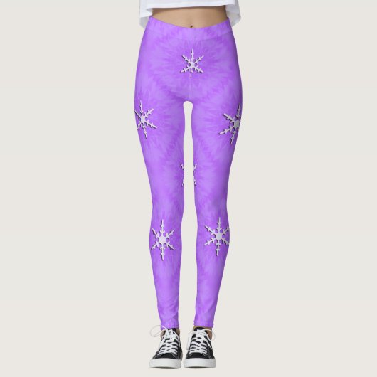 Schneeflocken auf Lavendel.. Leggings (Vorderseite)