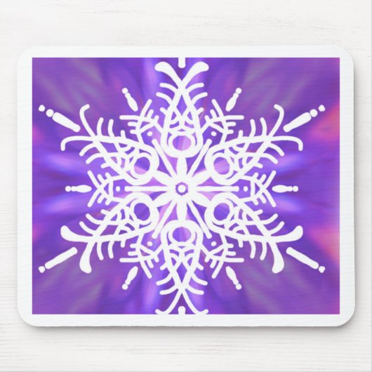 Schneeflocken auf Lila Mousepad (Vorne)