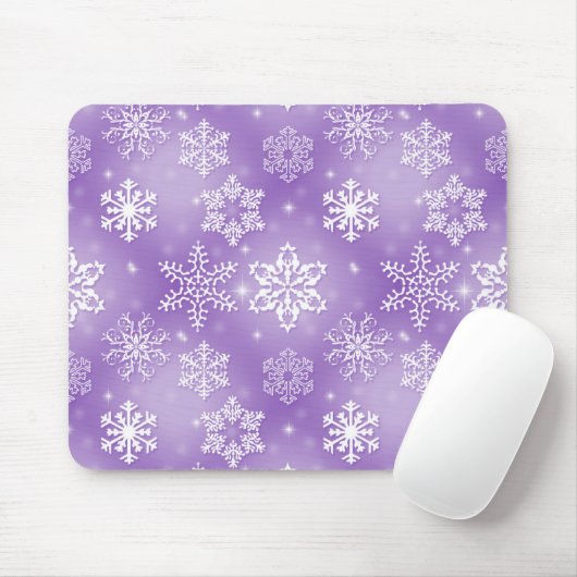 Schneeflocken auf Lila Mousepad (Mit Mouse)