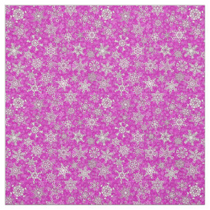 Schneeflocken auf magenta-rosa Schneesturm-Hinterg Stoff