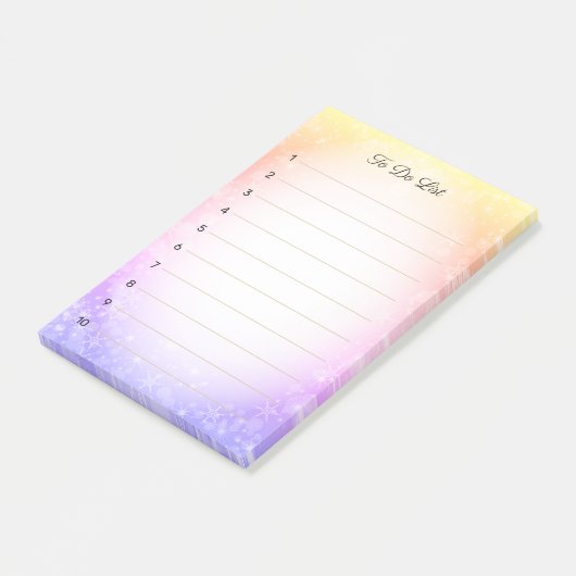 Schneeflocken auf Pastelfarbenglanz Post-it Klebezettel (angewinkelt)