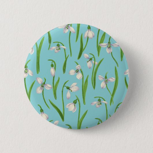 Schneeflocken auf Poolblau Button (Vorderseite)