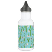 Schneeflocken auf Poolblau Edelstahlflasche (Links)