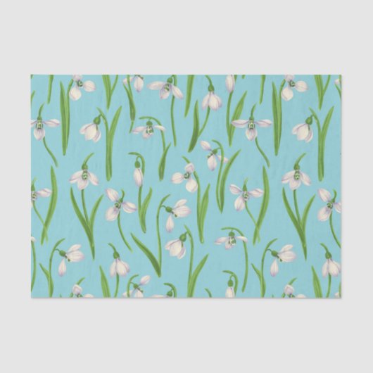 Schneeflocken auf Poolblau Seidenpapier (Vorderseite)