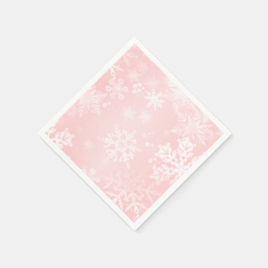 Schneeflocken auf rosa Papier Napkins Serviette (Ecke)