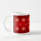 Schneeflocken auf rot kaffeetasse (Links)