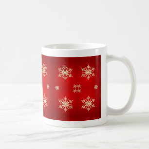 Schneeflocken auf rot kaffeetasse