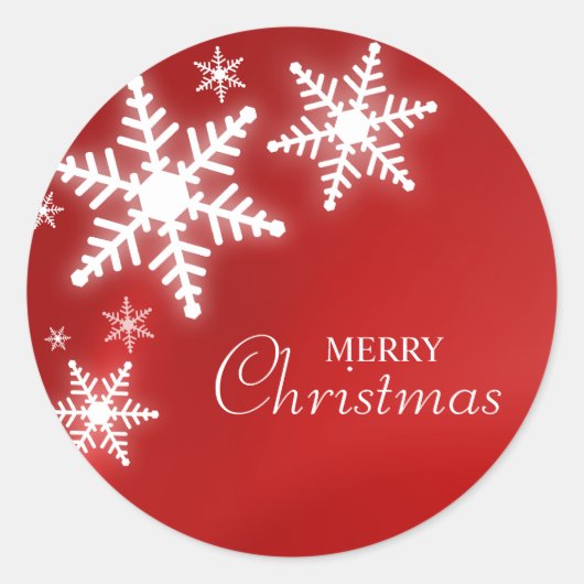 Schneeflocken auf rotem Aufkleber (Vorderseite)