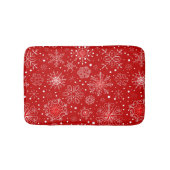 Schneeflocken auf rotem Hintergrund Badematte (Vorderseite)
