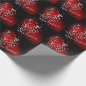 Schneeflocken auf rotem und schwarzem Hintergrund. Geschenkpapier (Ecke)