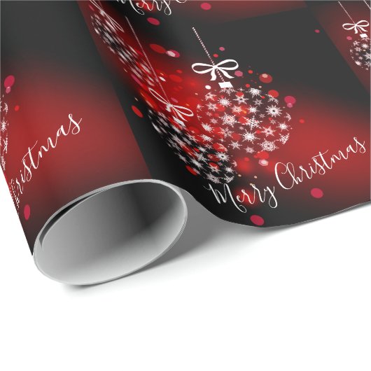 Schneeflocken auf rotem und schwarzem Hintergrund. Geschenkpapier (Rolleneckpunkt)