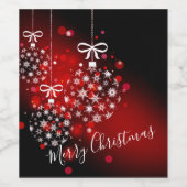 Schneeflocken auf rotem und schwarzem Hintergrund. Weinetikett (Einzelnes Label)