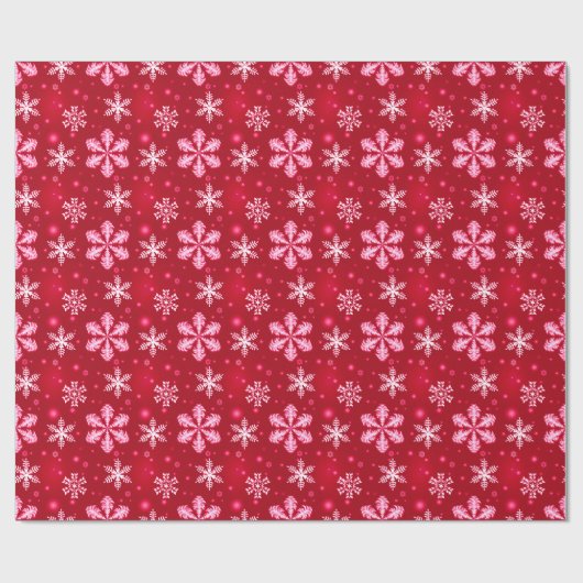 Schneeflocken auf rotem WeihnachtsPackpapier Geschenkpapier (Flach)