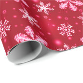 Schneeflocken auf rotem WeihnachtsPackpapier Geschenkpapier (Rolleneckpunkt)
