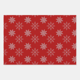 Schneeflocken auf rotem Wrapping Paper Sheet-Set Geschenkpapier Set