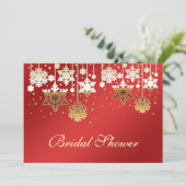 Schneeflocken auf roter Hochzeit Bridal Dusche Ein Einladung (Stehend Vorderseite)