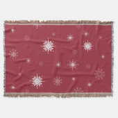 Schneeflocken auf roter Wurfs-Decke Decke (Vorderseite)