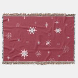 Schneeflocken auf roter Wurfs-Decke Decke