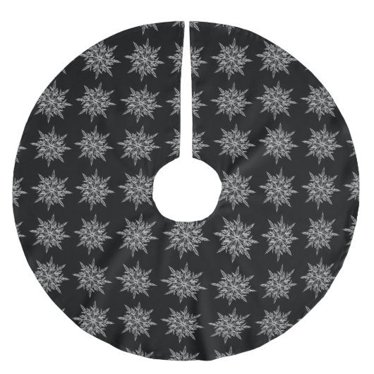 Schneeflocken auf schwarz polyester weihnachtsbaumdecke (Vorderseite)