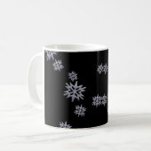 Schneeflocken auf schwarzem Hintergrund Kaffeetasse (Vorderseite Links)