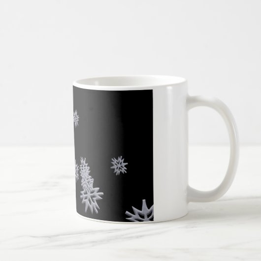 Schneeflocken auf schwarzem Hintergrund Kaffeetasse (Rechts)