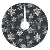 Schneeflocken auf Schwarzem Polyester Weihnachtsbaumdecke (Vorderseite)