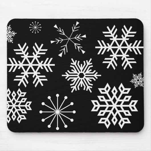 Schneeflocken auf schwarzer Mauspad-Kunst Urlaub Mousepad (Vorne)