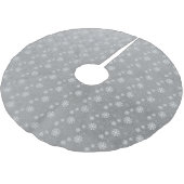 Schneeflocken auf Silber Polyester Weihnachtsbaumdecke (Schrägansicht)