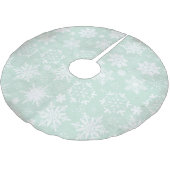 Schneeflocken auf Soft Blue Holiday Tree Skirt Polyester Weihnachtsbaumdecke (Schrägansicht)