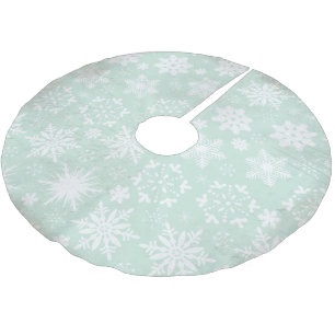 Schneeflocken auf Soft Blue Holiday Tree Skirt Polyester Weihnachtsbaumdecke