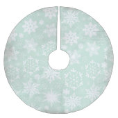 Schneeflocken auf Soft Blue Holiday Tree Skirt Polyester Weihnachtsbaumdecke (Vorderseite)