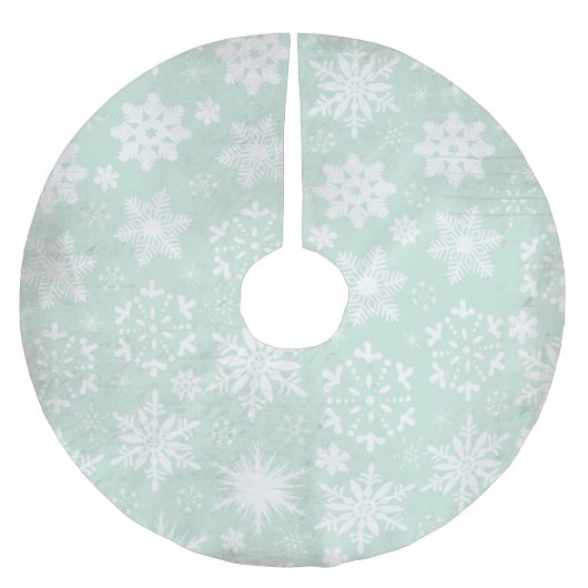 Schneeflocken auf Soft Blue Holiday Tree Skirt Polyester Weihnachtsbaumdecke (Vorderseite)