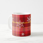Schneeflocken auf Weihnachten Kariert Kaffeetasse (Vorderseite Links)