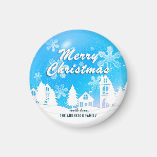 Schneeflocken aus dem blauen Weißen Haus Weihnacht Magnet