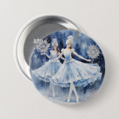 Schneeflocken aus dem Nussknacker-Ballett Button (Vorne & Hinten)