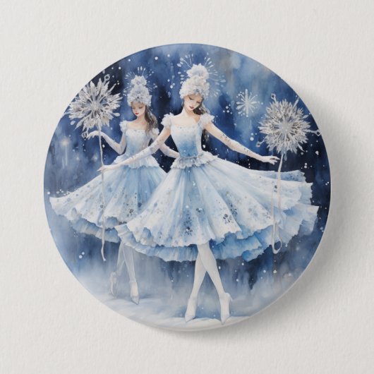 Schneeflocken aus dem Nussknacker-Ballett Button (Vorderseite)