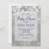 Schneeflocken aus der Weißen Marine rustikale Baby Einladung (Vorderseite)