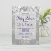 Schneeflocken aus der Weißen Marine rustikale Baby Einladung (Stehend Vorderseite)